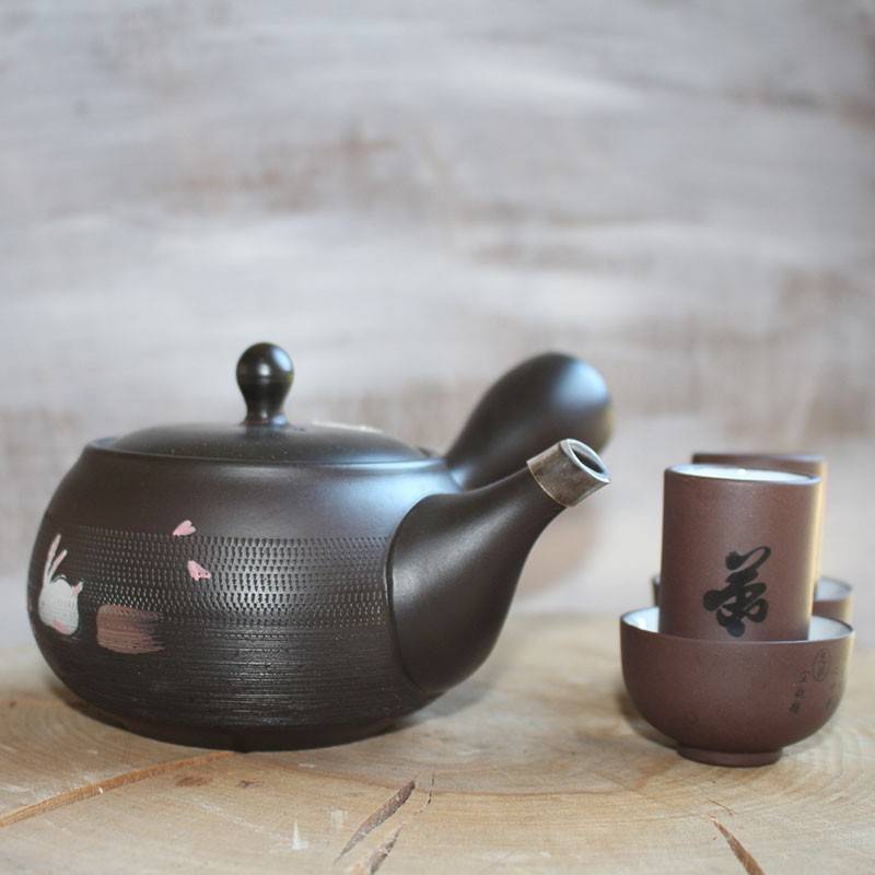 Kyusu giapponese Tokoname in ceramica nero 350 ml
