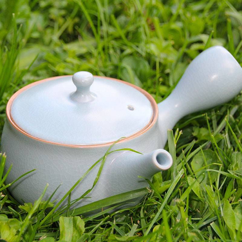 Teapot SOZAN 140 cc ml Beige ceramic mesh Hohin kyusu shiboridashi 