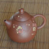 Brown Yixing clay teapot with flowers