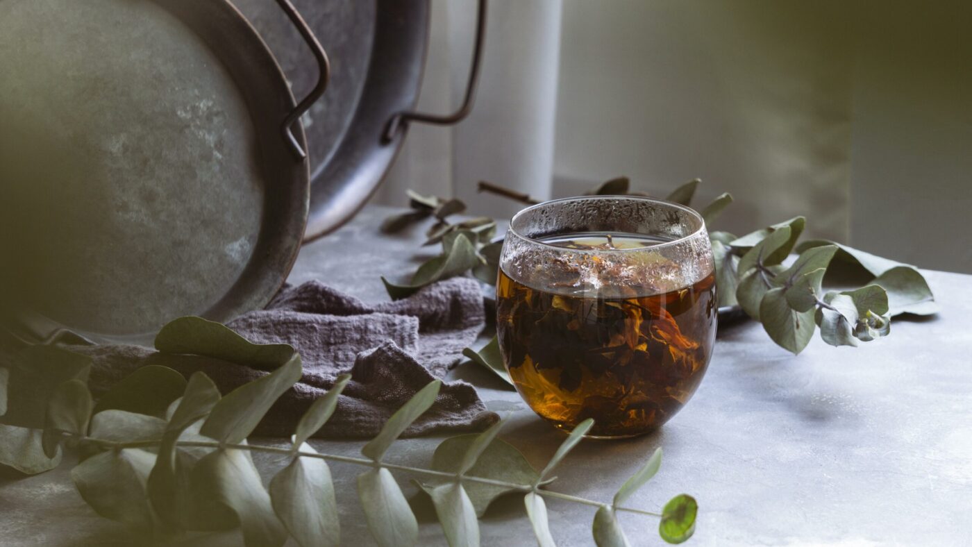 delicious hot herbal tea with plants scaled 1